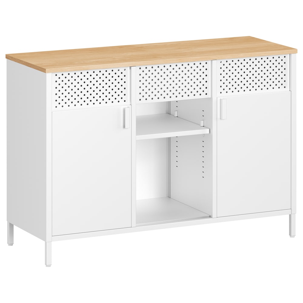 Armoire de rangement fermeture magnétique blanc et beige