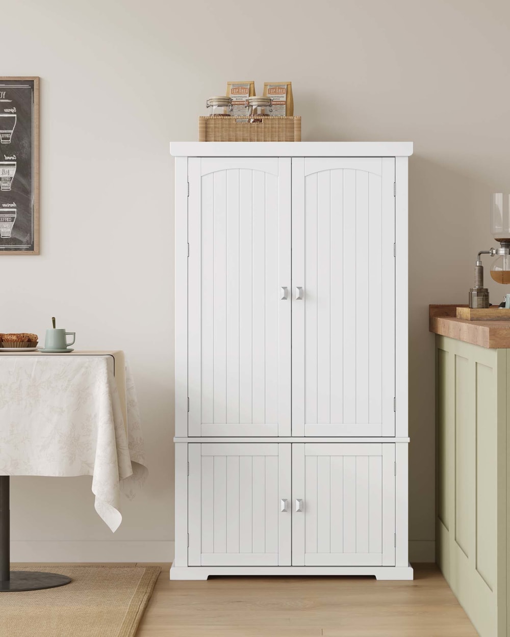 Buffet haut cuisine 40 x 76 x 135,8 cm grand espace blanc