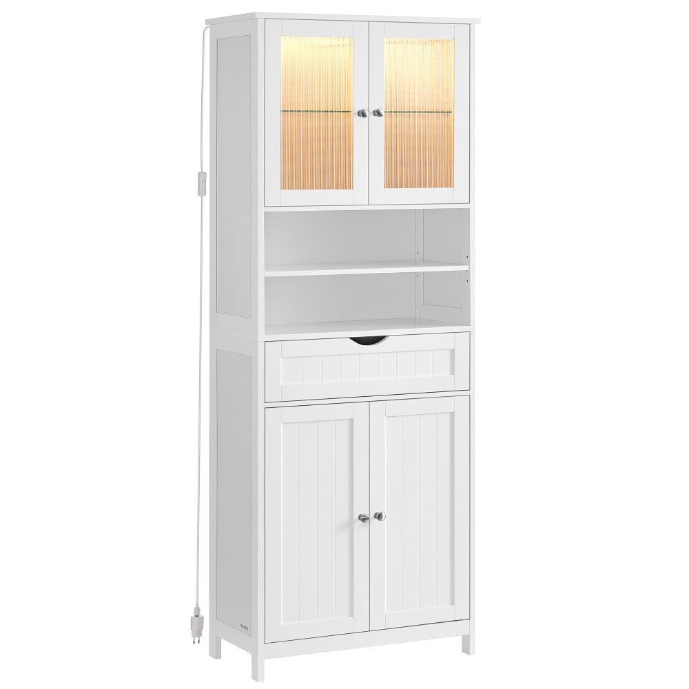 Armoire de salle de bain avec éclairage étagères réglables blanc nuage