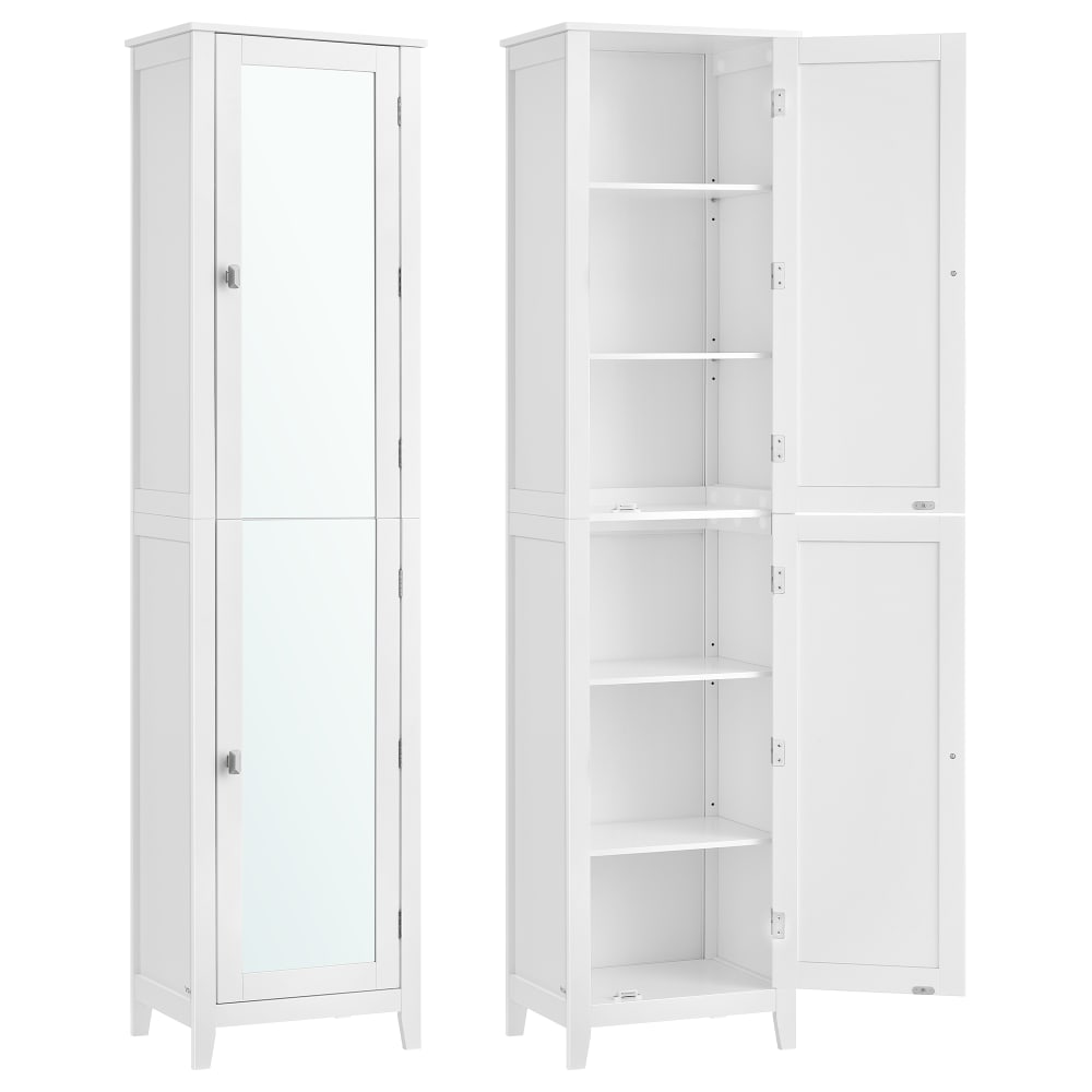 Armoire de salle de bain haut avec étagères réglables blanc