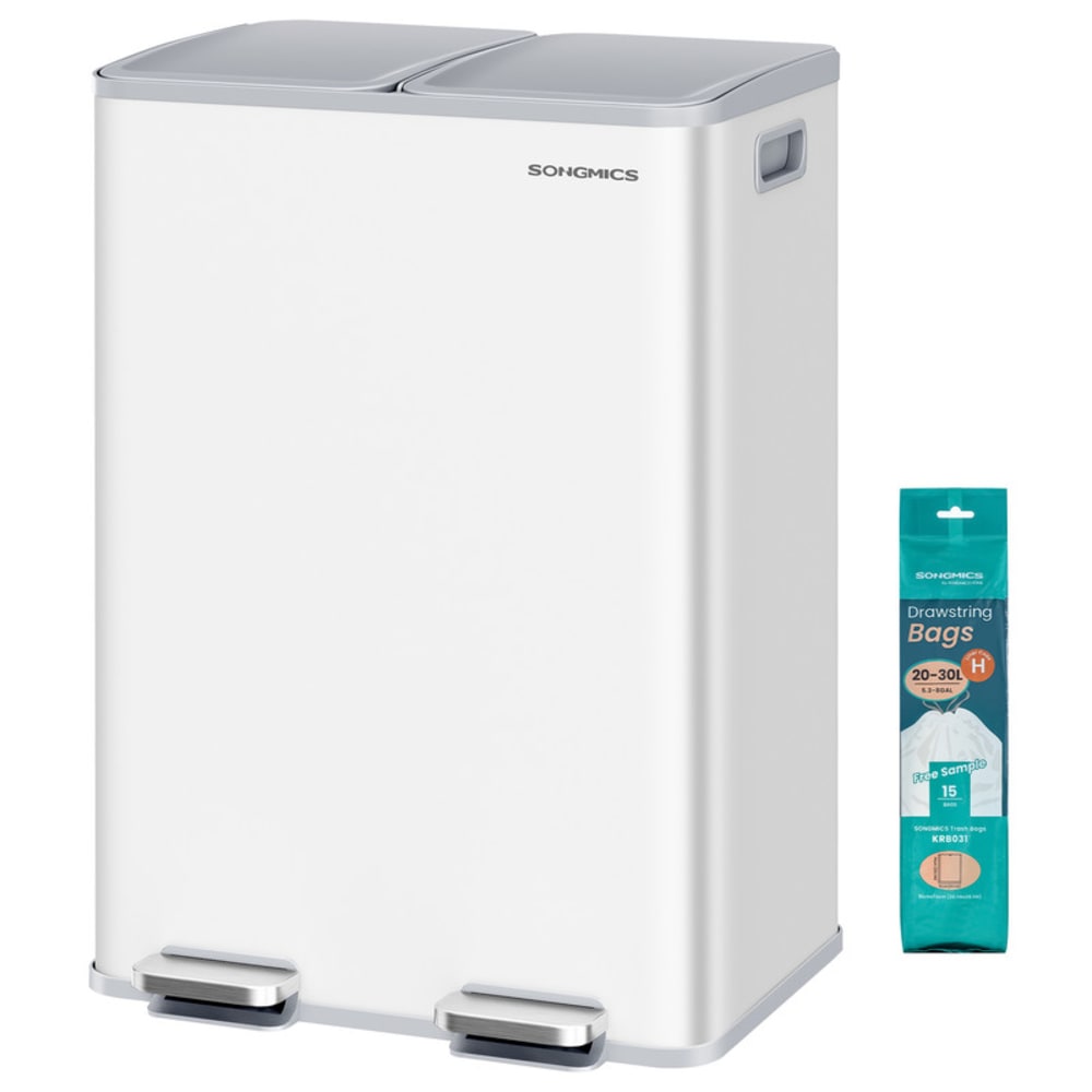 Poubelle de cuisine tri sélectif 2 x 30 l 47.7 x 38 x 67 cm blanc