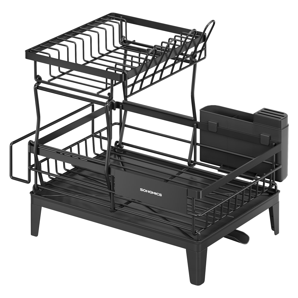 Égouttoir à vaisselle 2 niveaux bec rotatif 360 extensible noir
