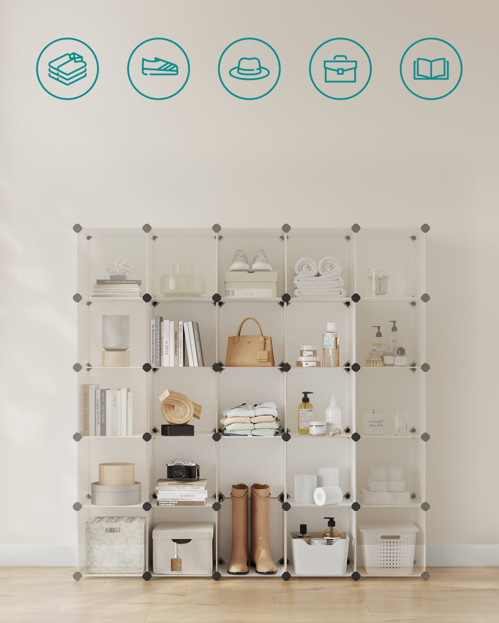 Meuble rangement 16 cubes 31 x 153 x 153 cm blanc — vue 3