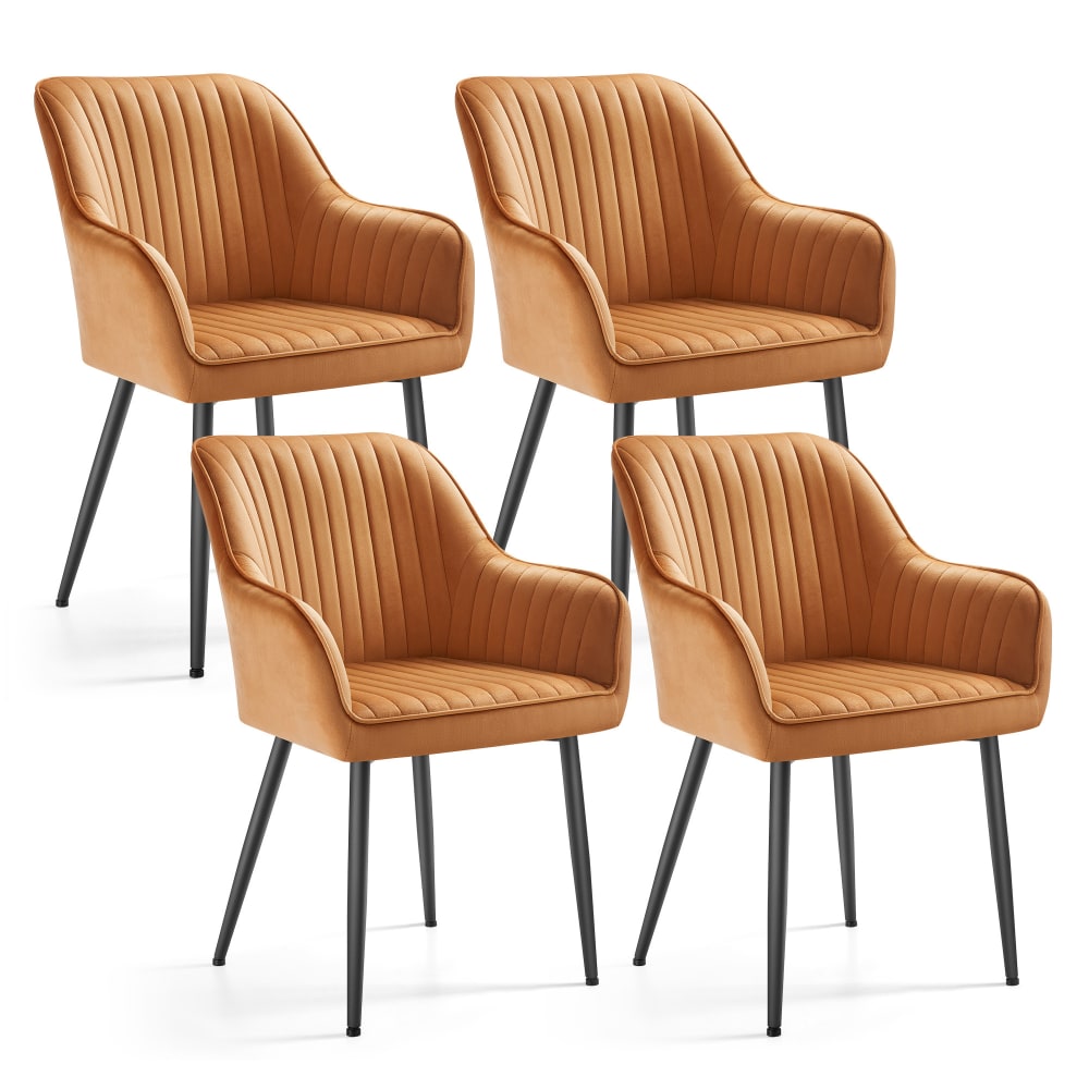 4 chaises salle à manger velours rembourrées avec accoudoirs marron 4 chaises salle à manger velours rembourrées avec accoudoirs marron