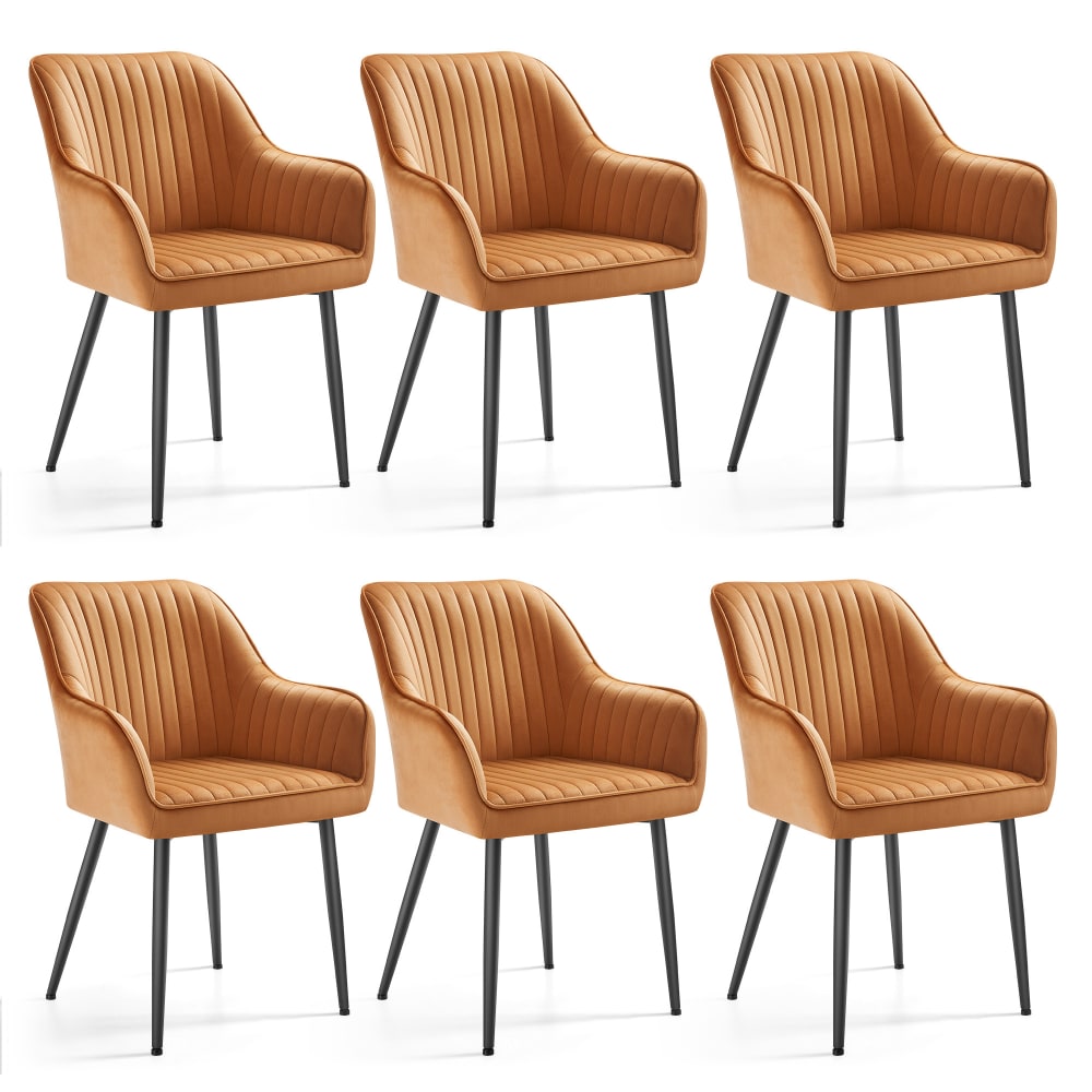 6 chaises salle à manger velours rembourrées avec accoudoirs marron 6 chaises salle à manger velours rembourrées avec accoudoirs marron