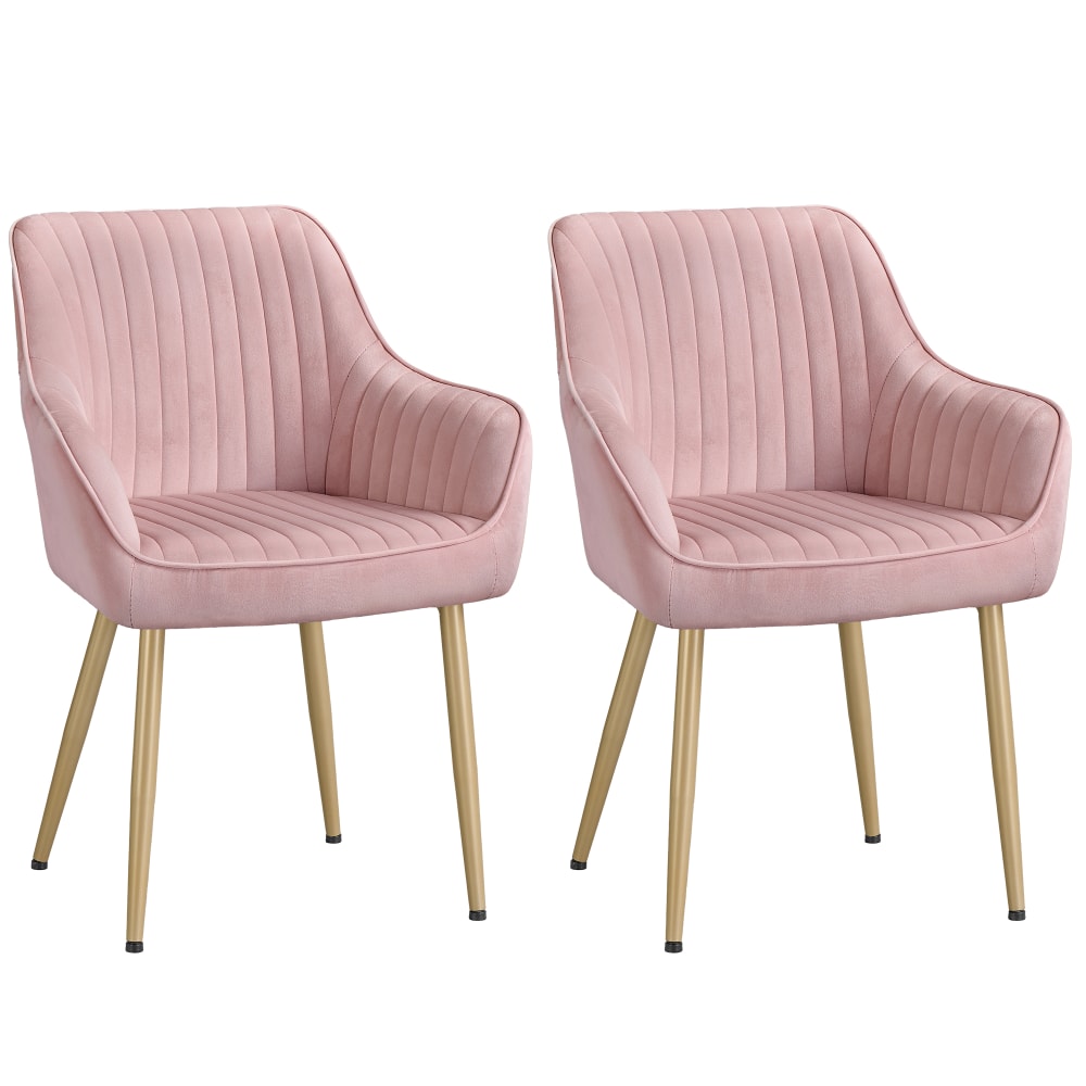 Ensembles de 2 chaises de salle à manger en velours rose