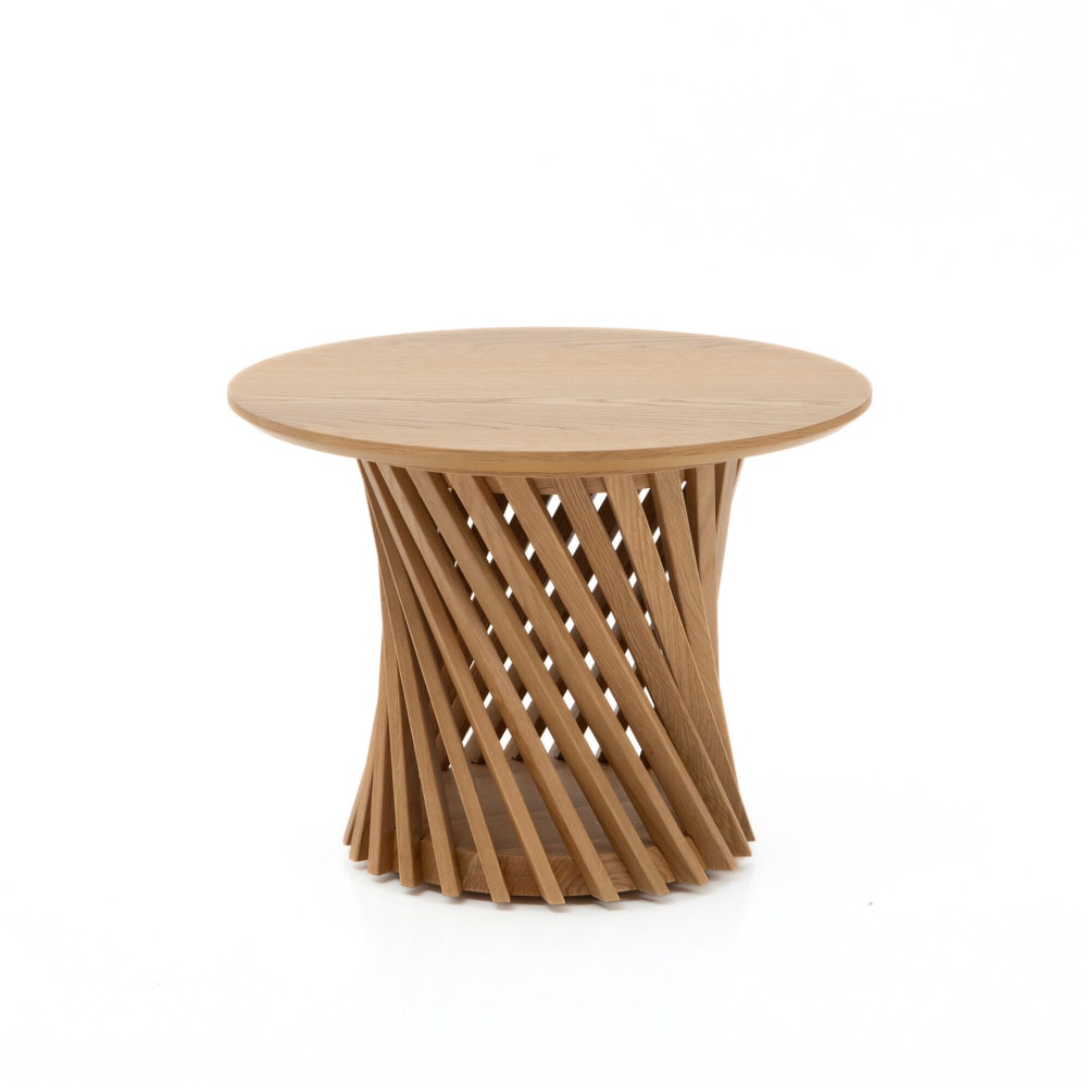 Table basse ronde en chêne massif Ø60 cm, finition mat