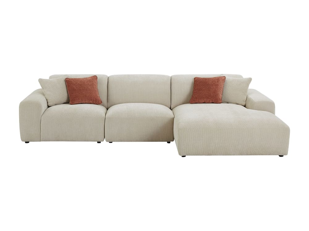 Canapé d'angle velours 6 places beige