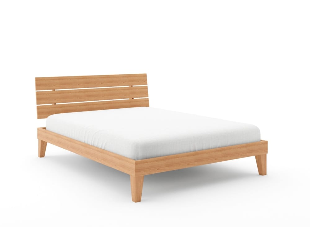 Lit avec tête de lit trio en bois massif 160x200 Hêtre