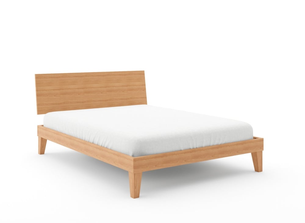 Lit avec tête de lit pleine en bois massif 160x200  Hêtre