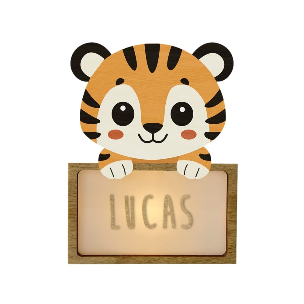 Vintiun Anpassbare Lampe - Tiger ORANGE HOLZ Kinder