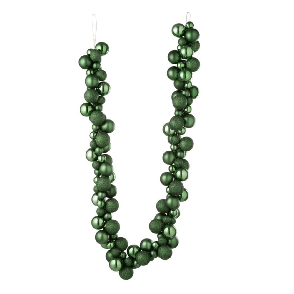 Guirlande de boules de Noël en plastique vert 160x10x10 cm