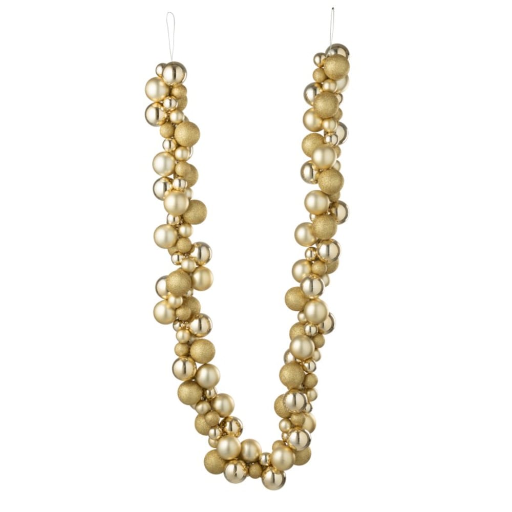 Guirlande de boules de Noël en plastique doré L.160 cm