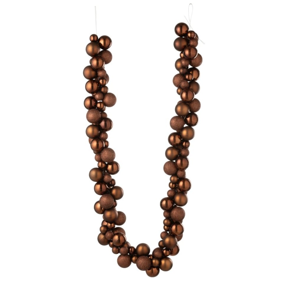 Guirlande de boules de Noël en plastique marron 160x10x10 cm