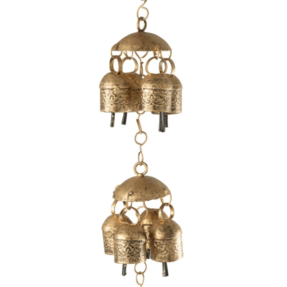 Suspension de cloches en métal doré 7.5x7.5x152 cm