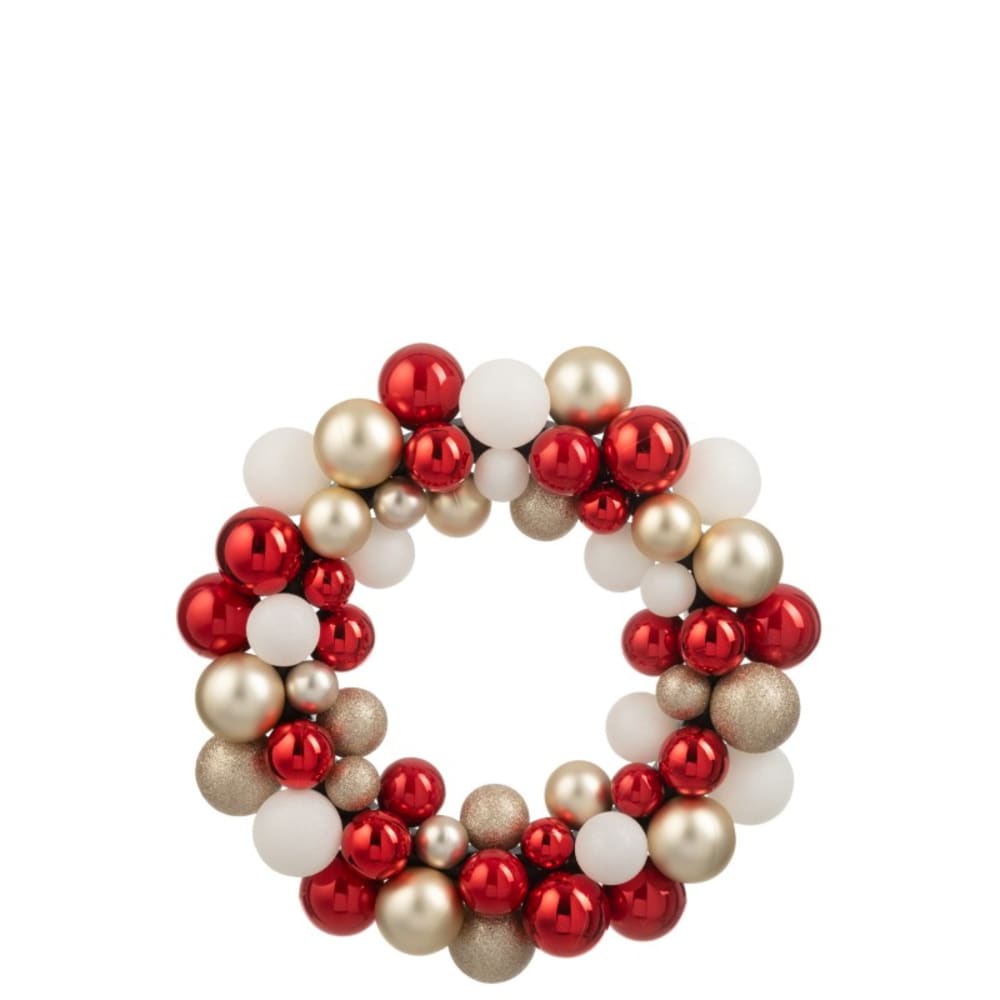 Couronne de boule de Noël en plastique rouge D.35 cm