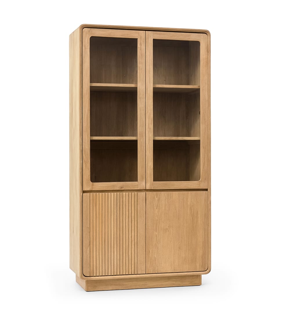 MOYCOR Vitrine aus Teakholz, H 190 cm, beige - -