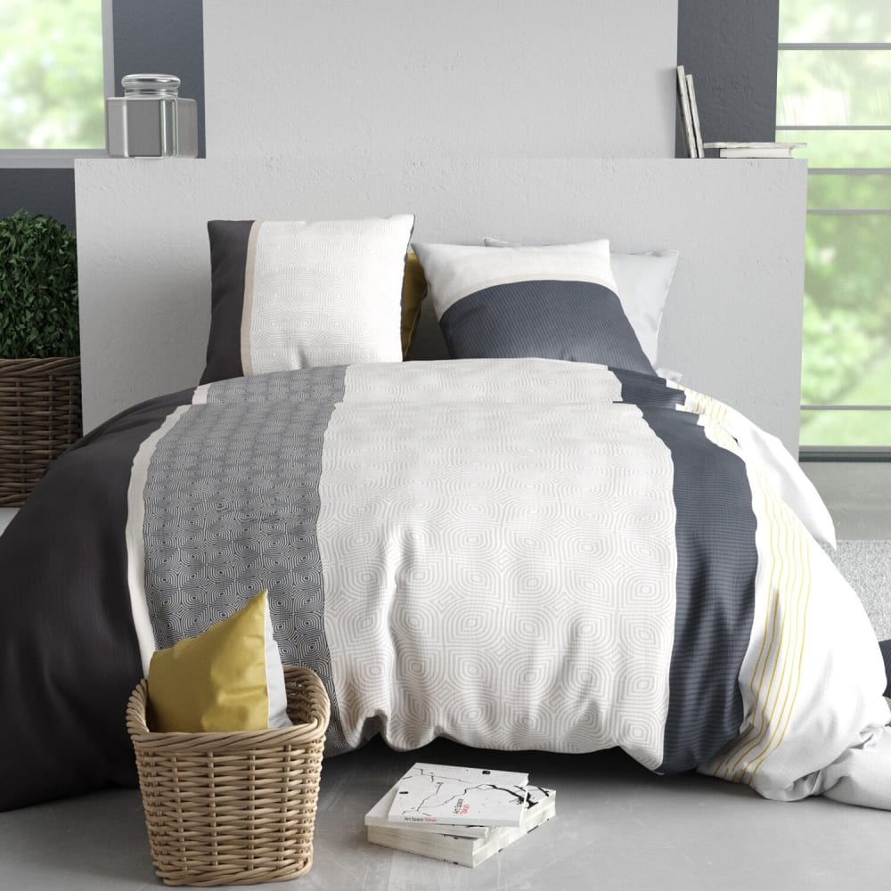 Parure de couette 100% coton 57fils multicolore 240x220cm 2 taies