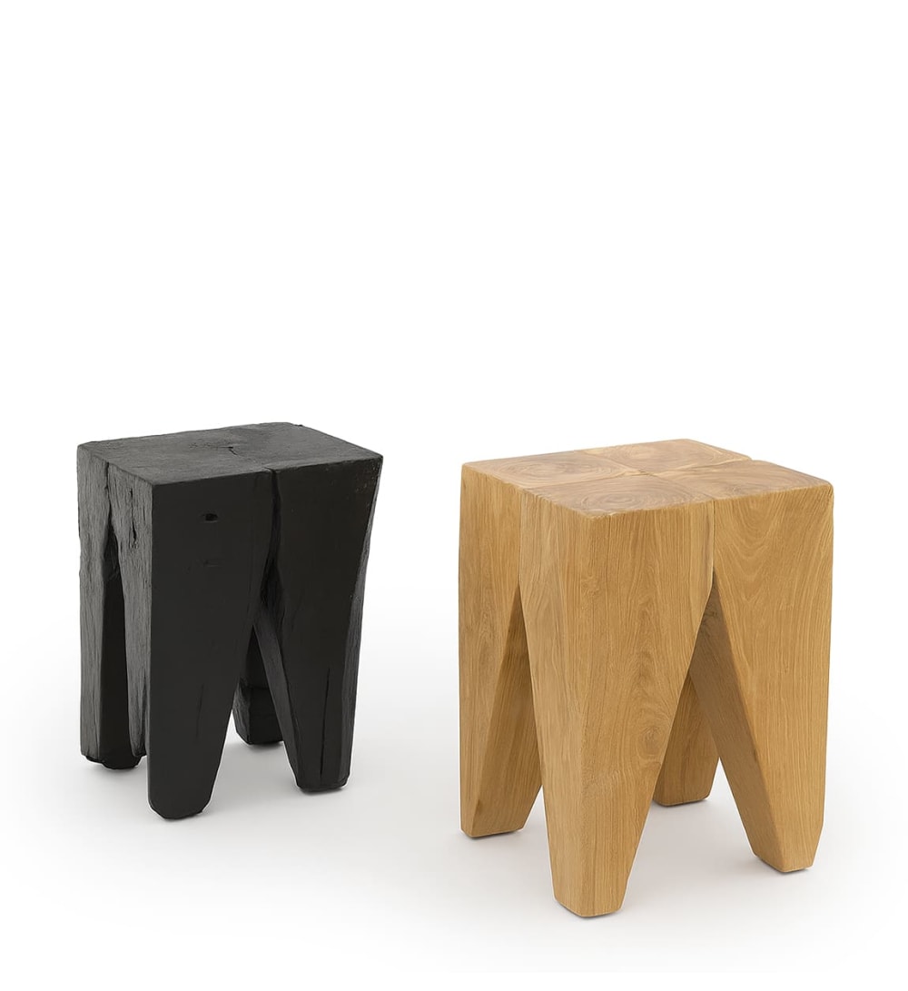 Tabouret en bois beige 30x30x40 cm