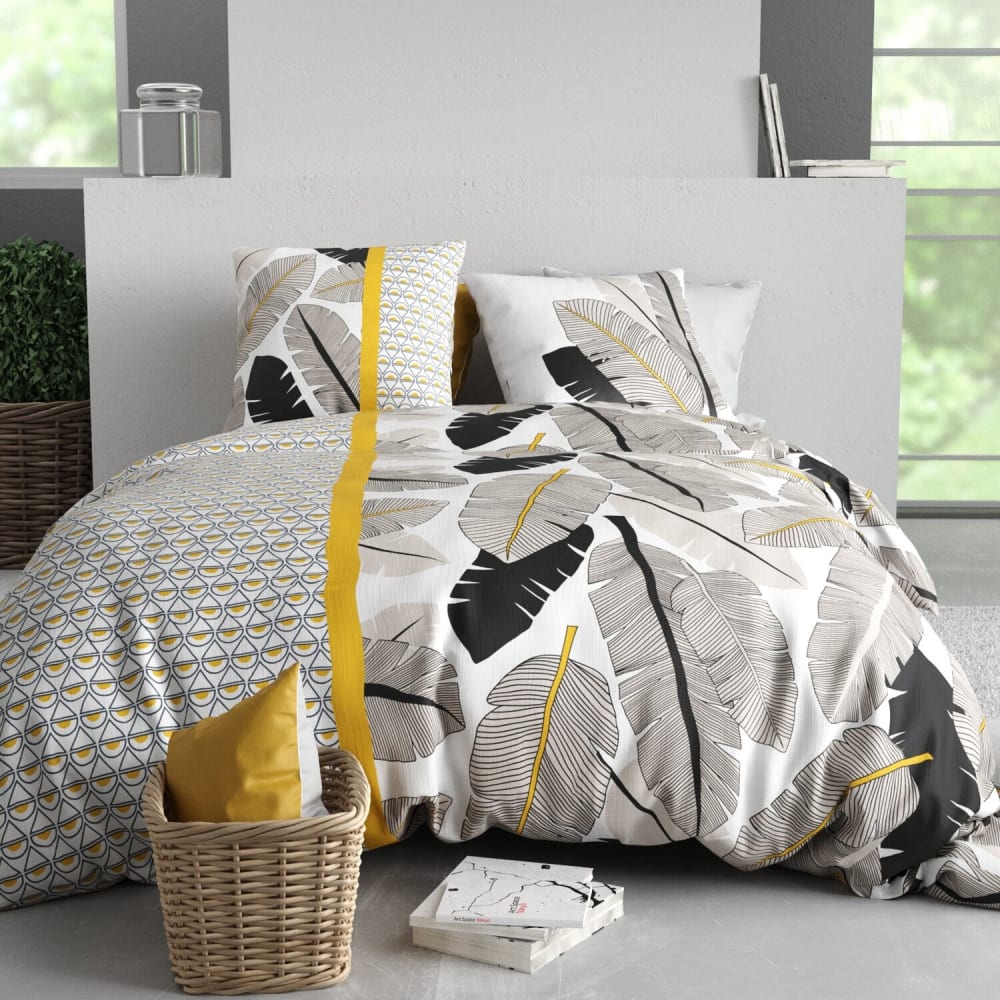 Parure de couette 100% coton 57fils multicolore 240x220cm 2 taies