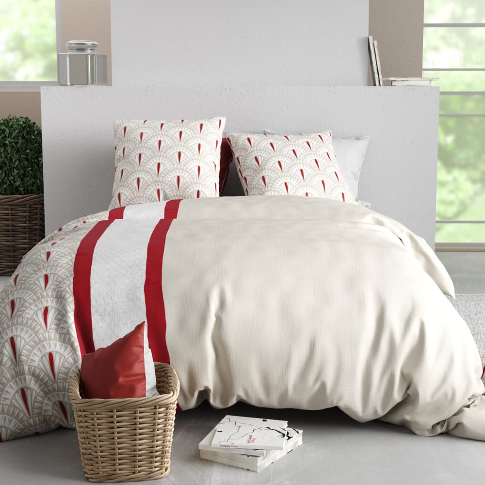 Parure de couette 100% coton 57fils multicolore 240x220cm 2 taies