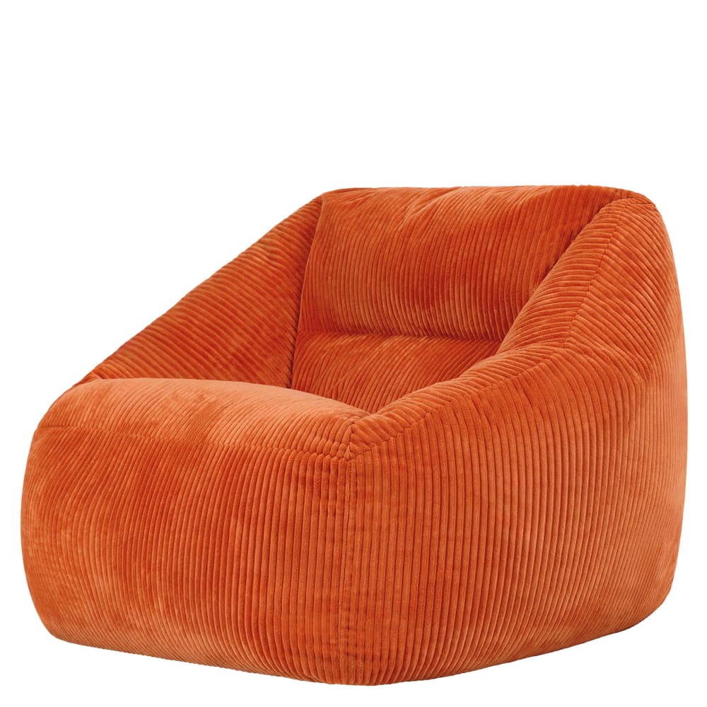 Pouf poire fauteuil velours côtelé orange terracotta
