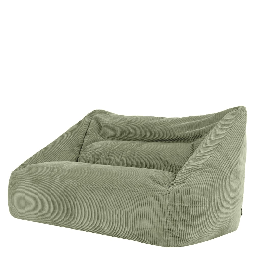 Pouf géant canapé de sol deux places en velours côtelé vert sauge