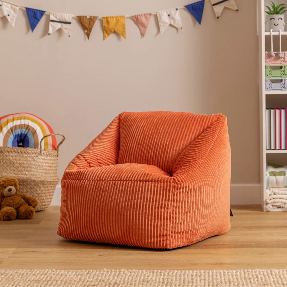 Pouf fauteuil enfant velours côtelé orange terracotta (Icon) - Image 1