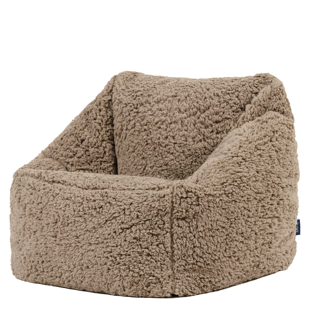 Kinder Sitzsack-Sessel aus Sherpa-Fleece, Mokkabraun - Maisons Du