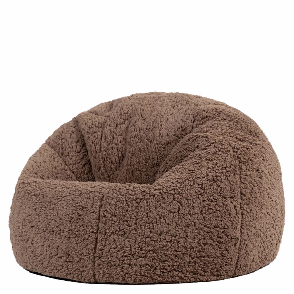 Pouf classique large enfant en polaire brun moka