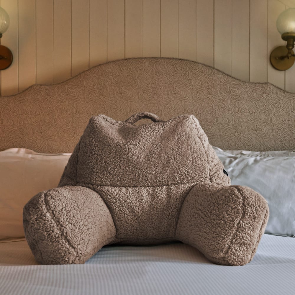 2er Set Rückenlehne Lesekissen Teddybär, Mokkabraun - Maisons Du