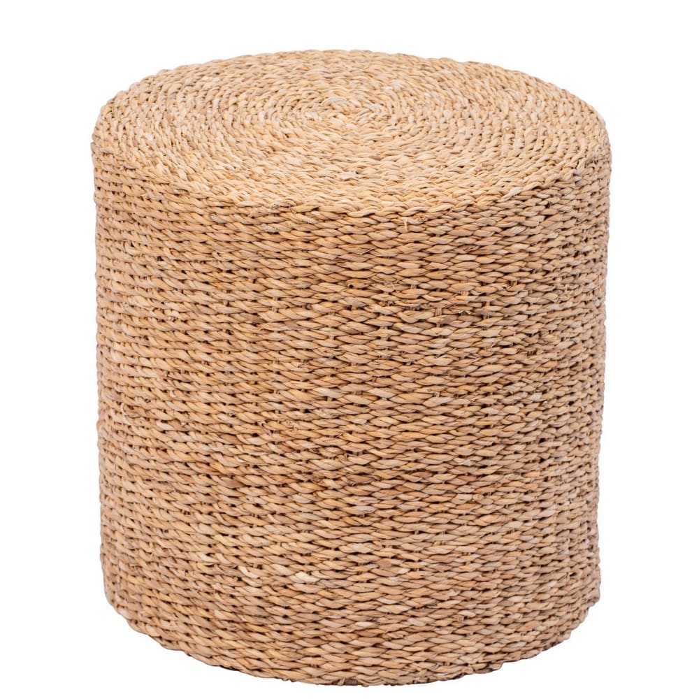 Pouf bout de canapé en jute naturelle avec rangement