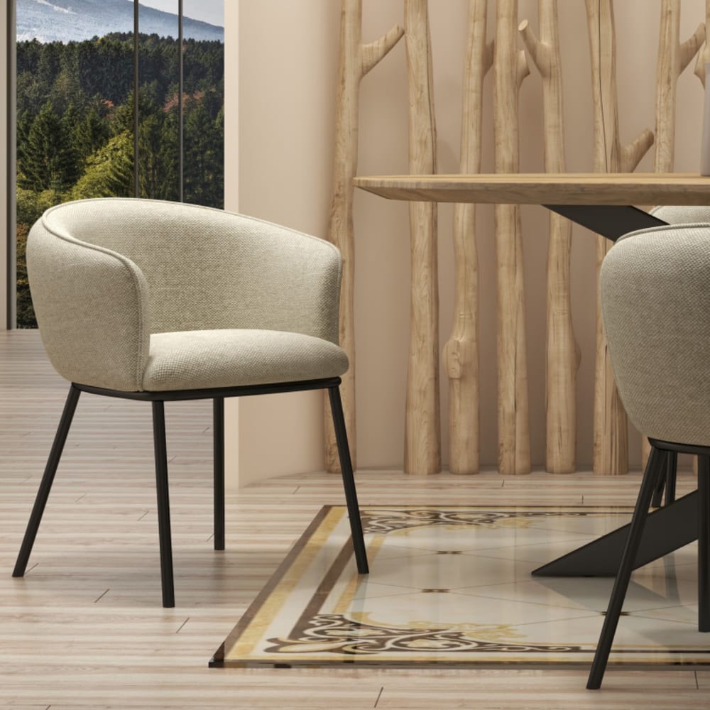 Tischsessel aus Stoff Luxury Beige - Maisons Du Monde