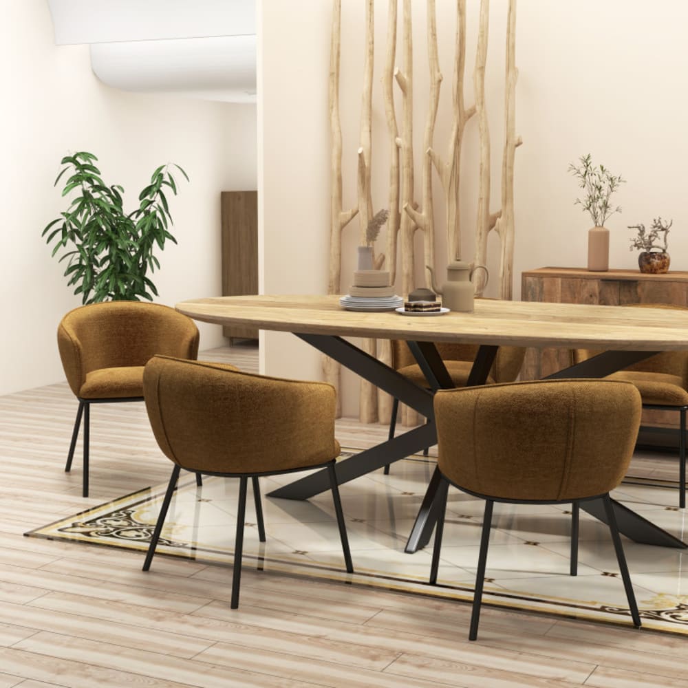 ALVIN- Fauteuil de table en tissu Luxury Moutarde