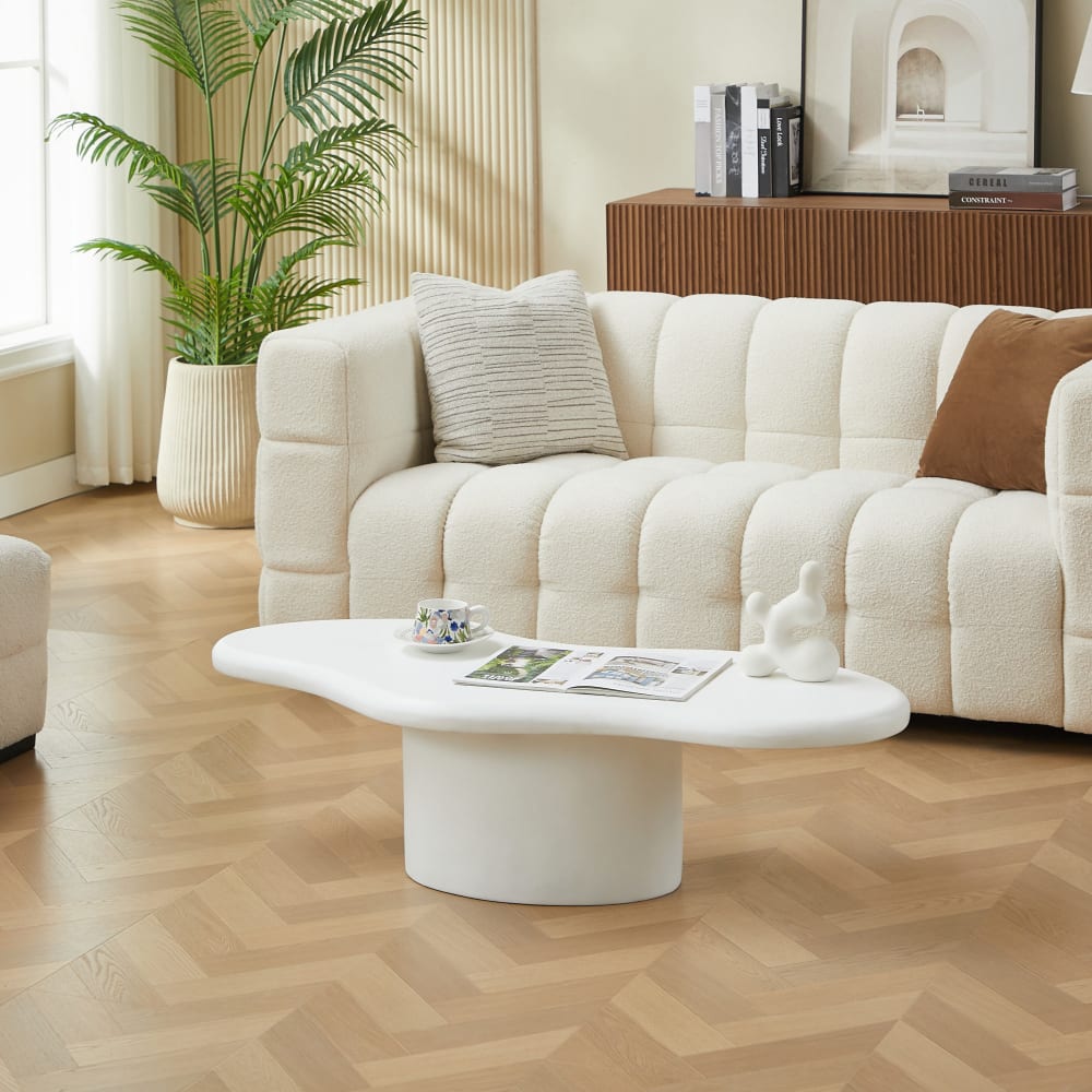 Table basse indoor outdoor en magnésite blanc