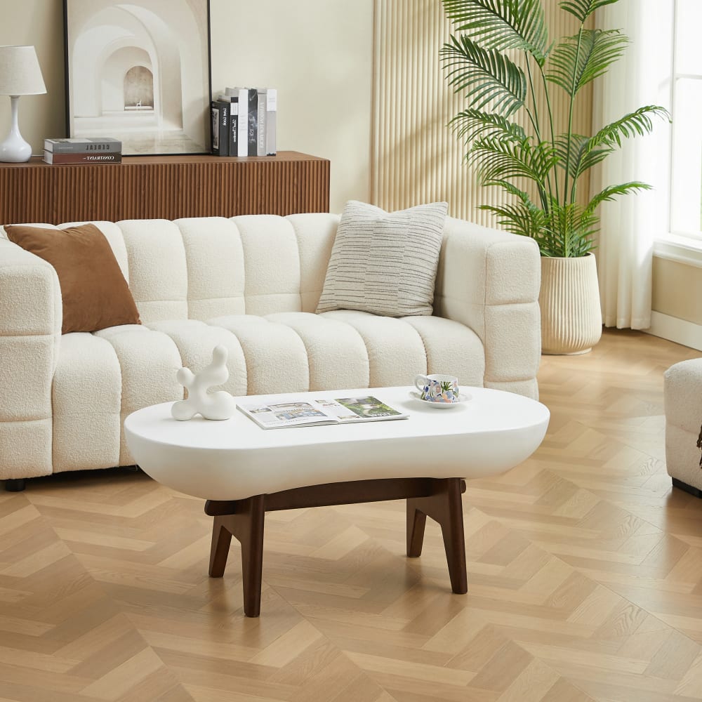 Table basse indoor outdoor en magnésite blanc