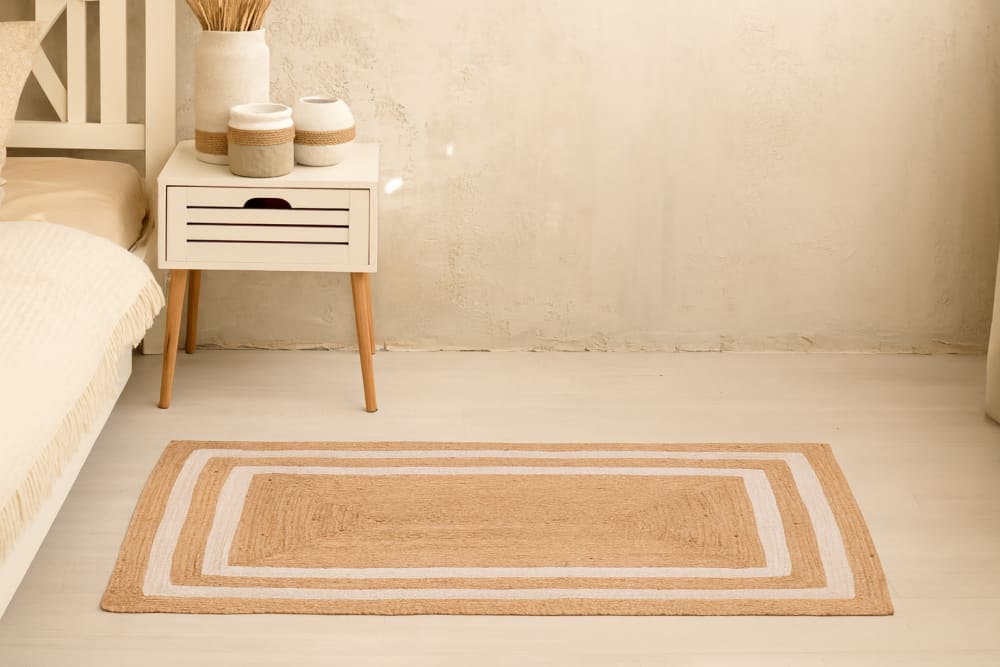 Tapis rectangulaire en jute naturelle tissée marron 170 x 120 cm — vue 4