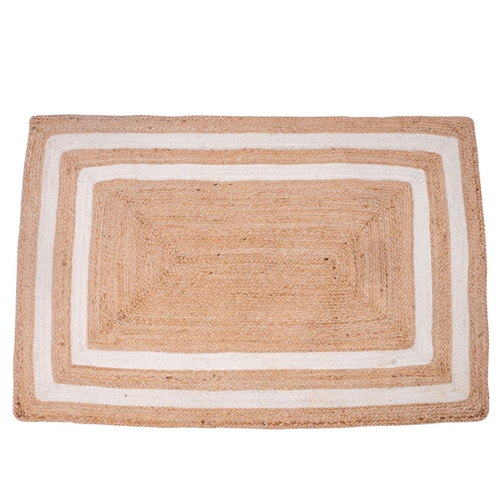 Tapis rectangulaire en jute naturelle tissée marron 120 x 80 cm