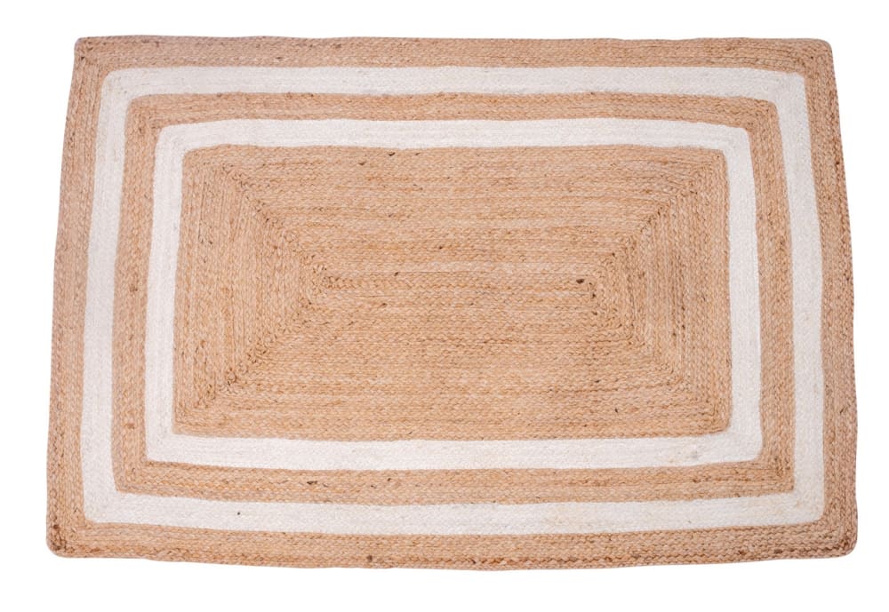 Tapis rectangulaire en jute naturelle tissée marron 120 x 80 cm — vue 3