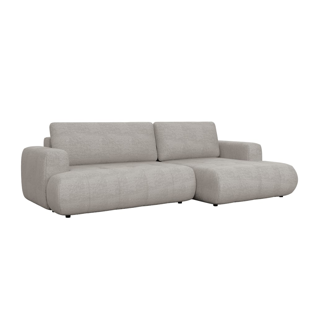 Canapé d'angle convertible 6 places en tissu taupe