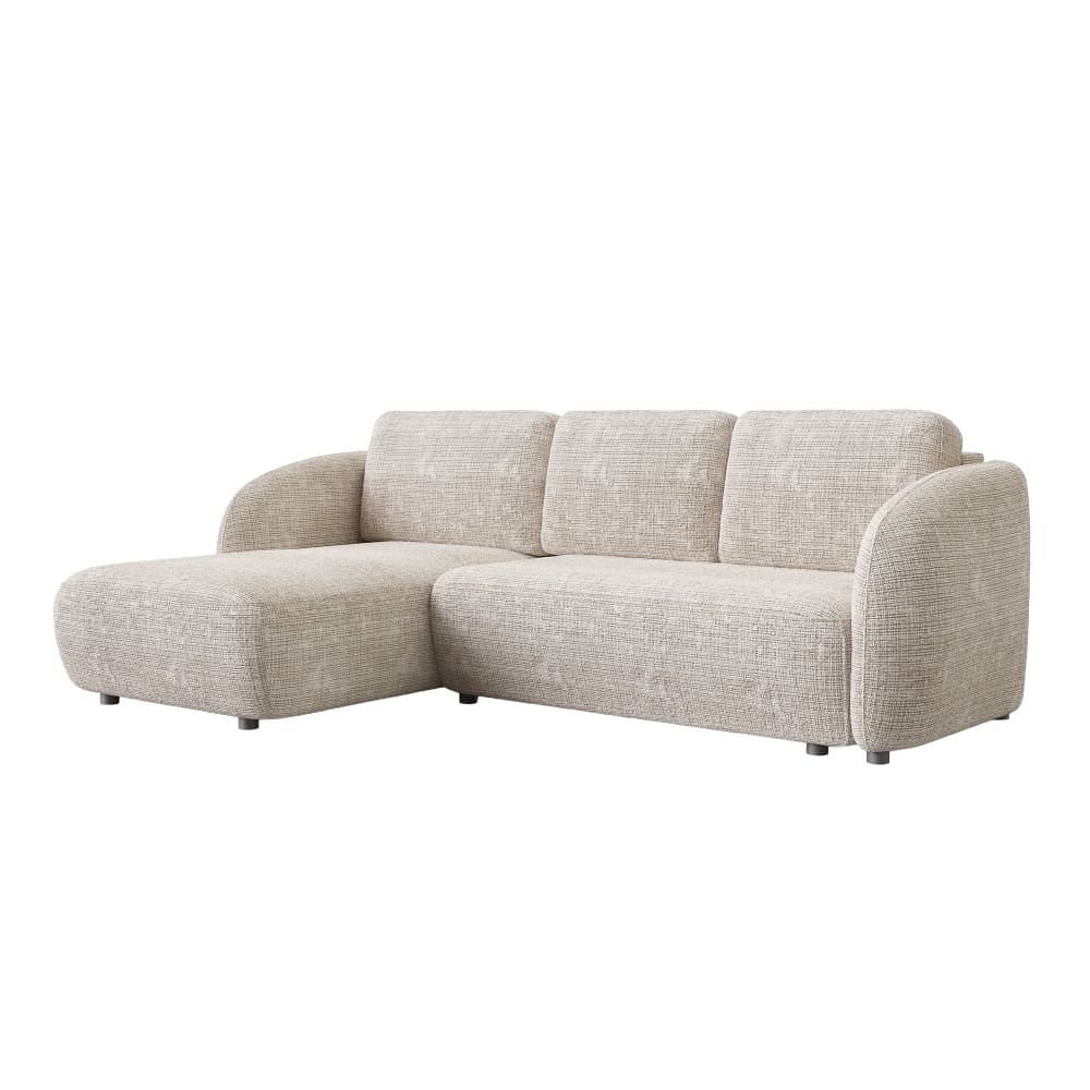 Canapé d'angle convertible 6 places en tissu