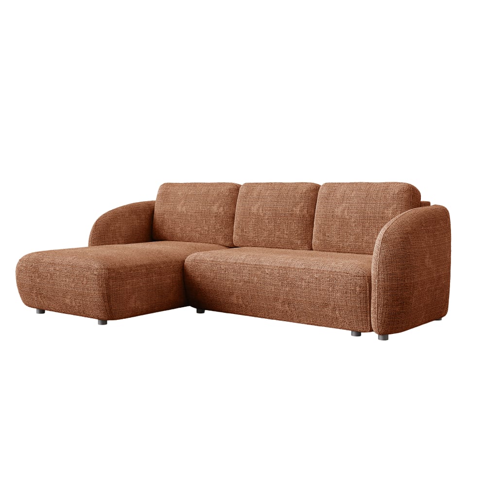 Canapé d'angle convertible 6 places en tissu