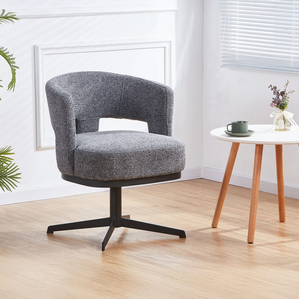 Hava chaise pivotante en tissu gris anthracite pieds en métal noir