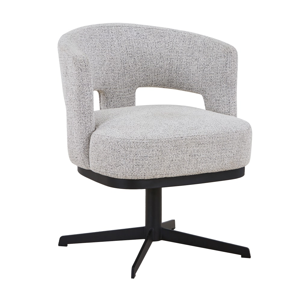 Chaise pivotante en tissu gris clair pieds en métal noir
