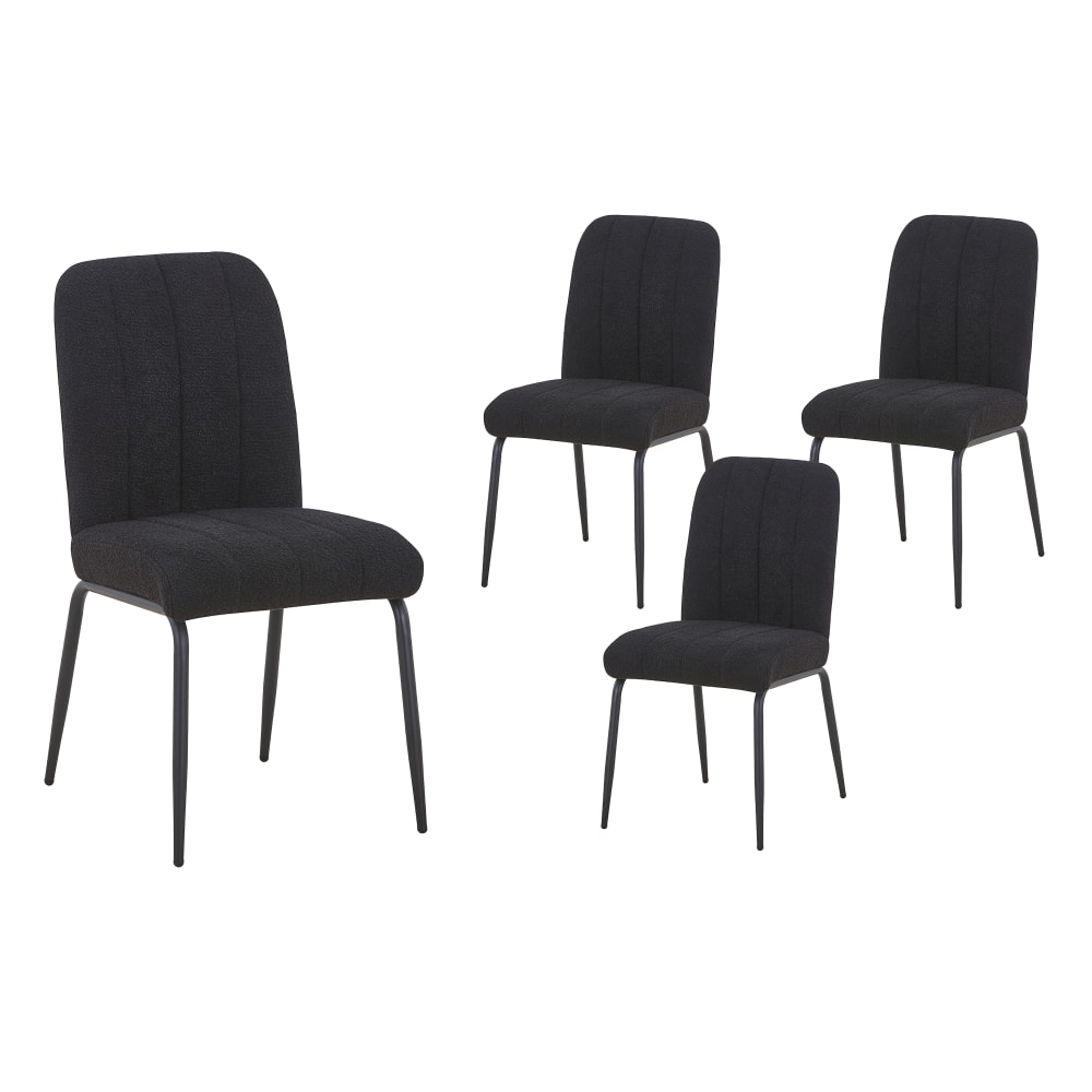 Lot de 4 chaises en tissu - noir pieds