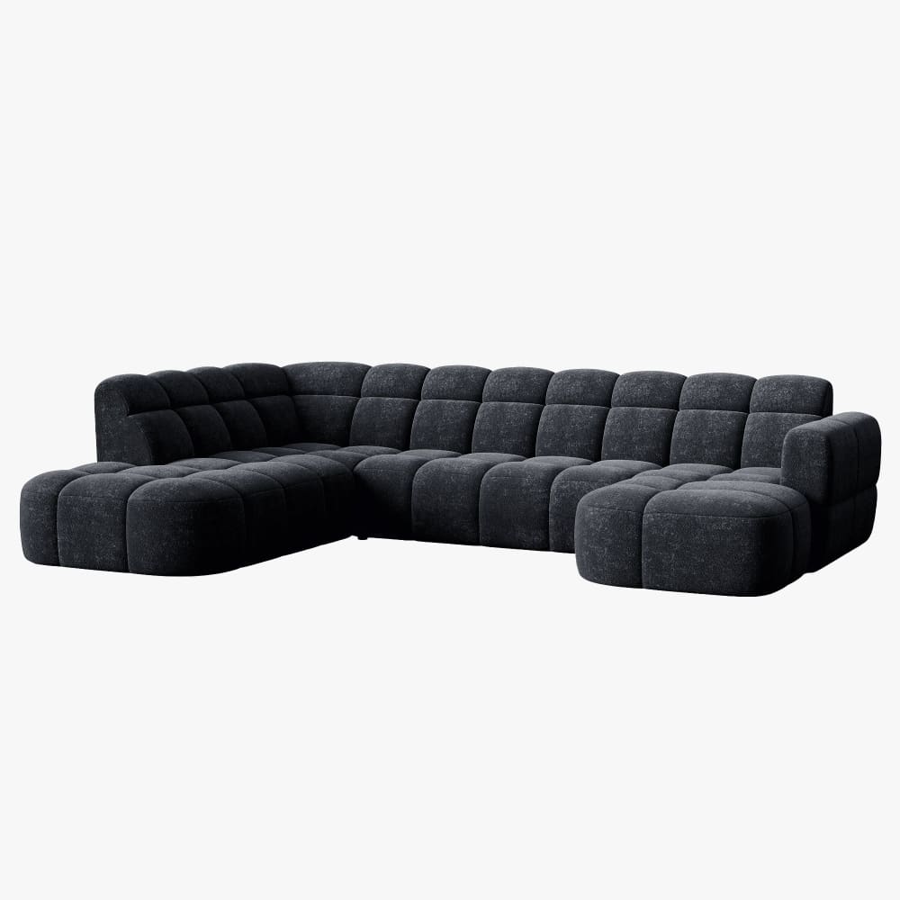 Beliz xl canapé panoramique tissu noir - angle droit