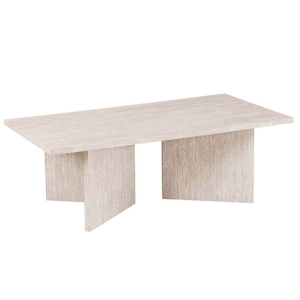 Table basse rectangulaire couleur travertin beige 125 cm
