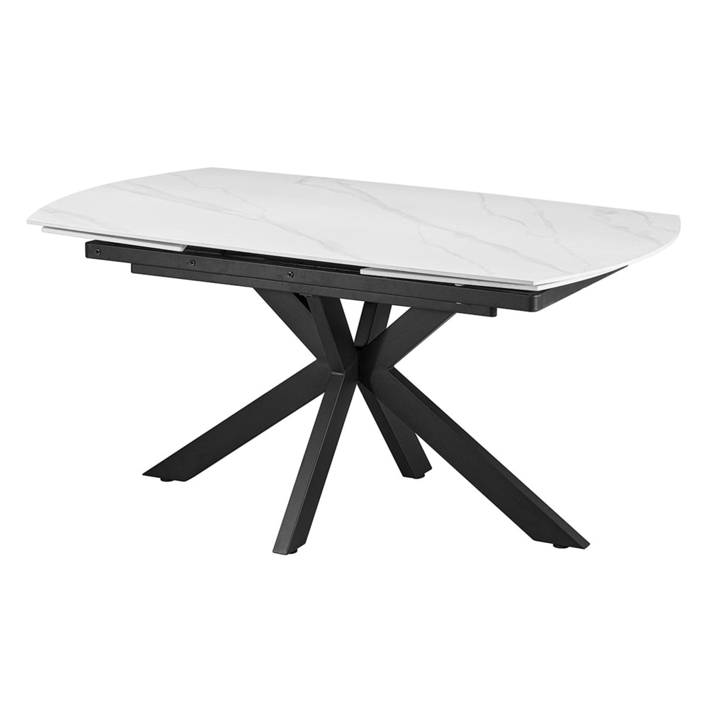 Table à manger extensible en pierre fritt&eacute;e blanc 10