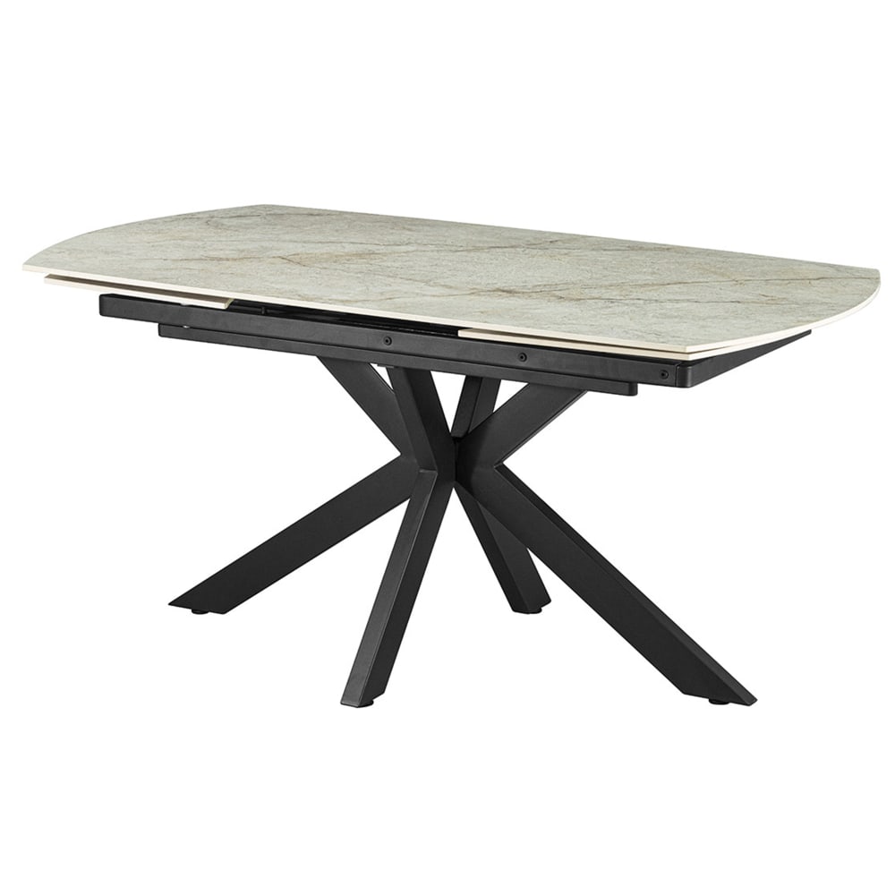 Table à manger extensible en pierre fritt&eacute;e beige 10