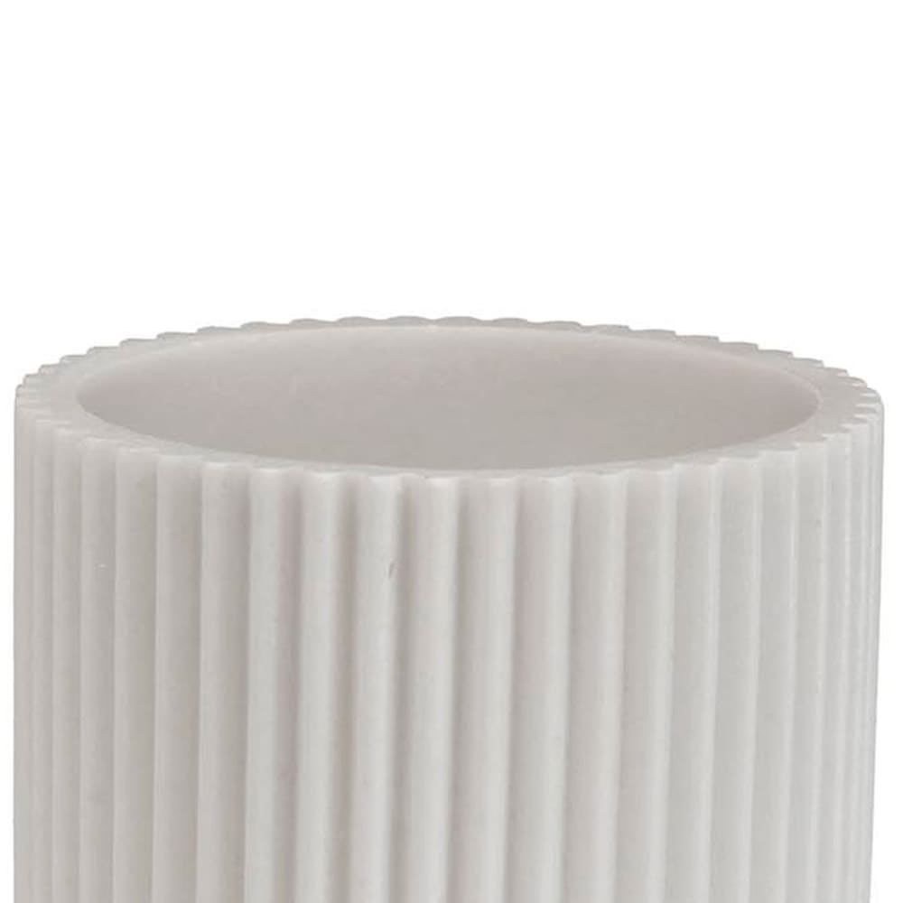 Porte brosse à dents en résine blanche stries 7x7x10cm — vue 3